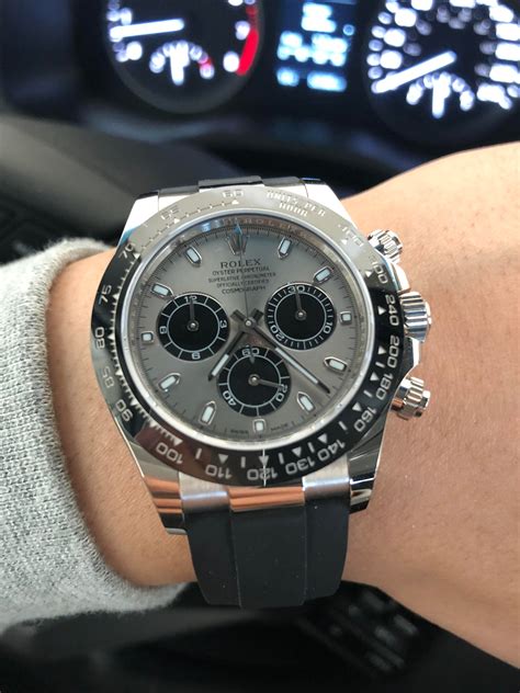 rolex daytona white gold black dial review|daytona white gold oysterflex.